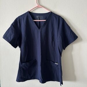 Figs Technical Collection Scrub Top Womens XL Navy Blue 2 Pockets